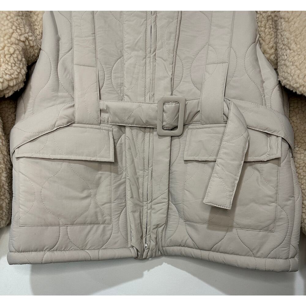 Line + Dot Milan Padded Sherpa Jacket Neutral/Cream Medium NWT Urban Outfitters - Picture 16 of 16